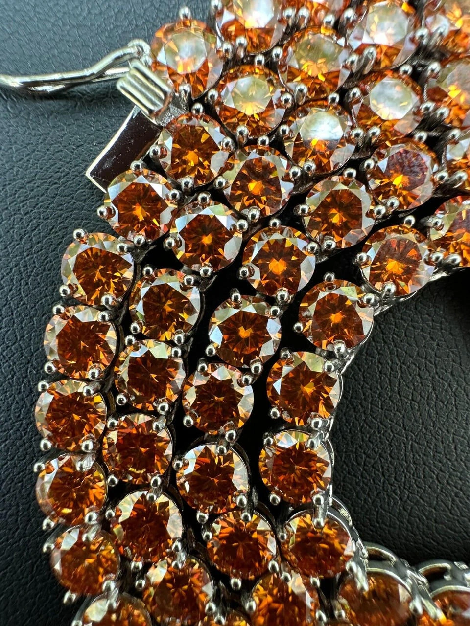 Real Orange MOISSANITE 5mm Tennis Chain 925 Silver Iced Necklace Pass Tester 9 Real Orange MOISSANITE 5mm Tennis Chain 925 Silver Iced Necklace Pass Tester - Image 7