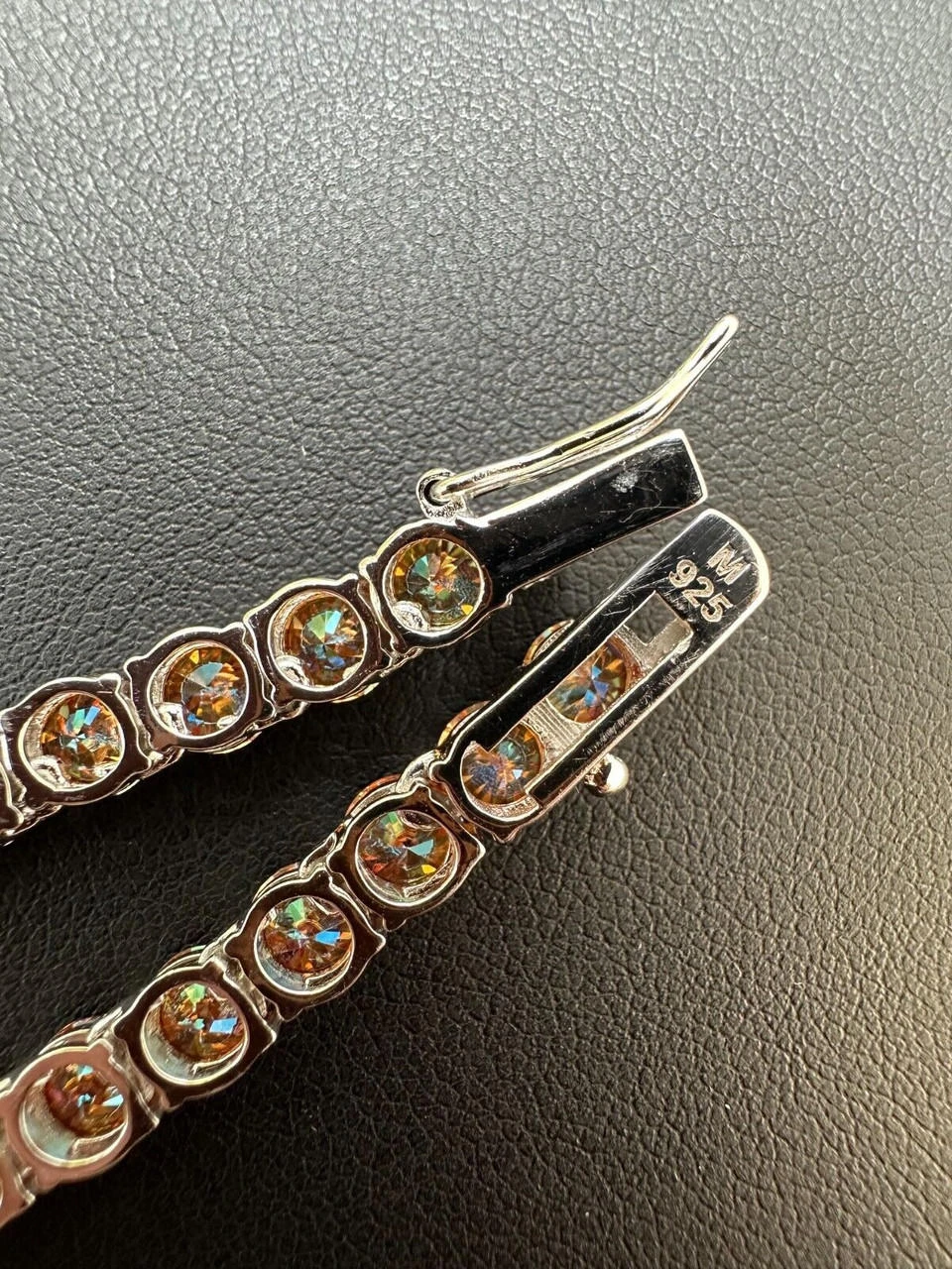 Real Orange MOISSANITE 5mm Tennis Chain 925 Silver Iced Necklace Pass Tester 11 Real Orange MOISSANITE 5mm Tennis Chain 925 Silver Iced Necklace Pass Tester - Image 9