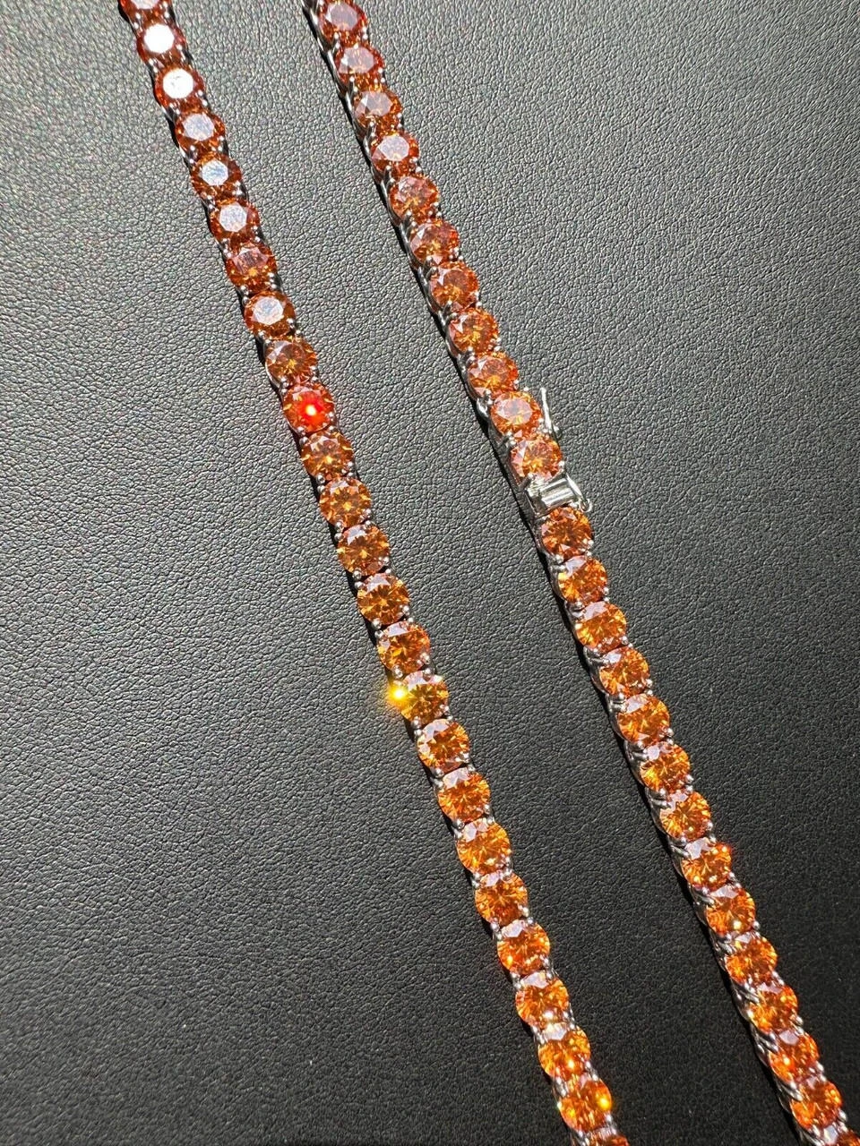 Real Orange MOISSANITE 5mm Tennis Chain 925 Silver Iced Necklace Pass Tester 21 Real Orange MOISSANITE 5mm Tennis Chain 925 Silver Iced Necklace Pass Tester - Image 19