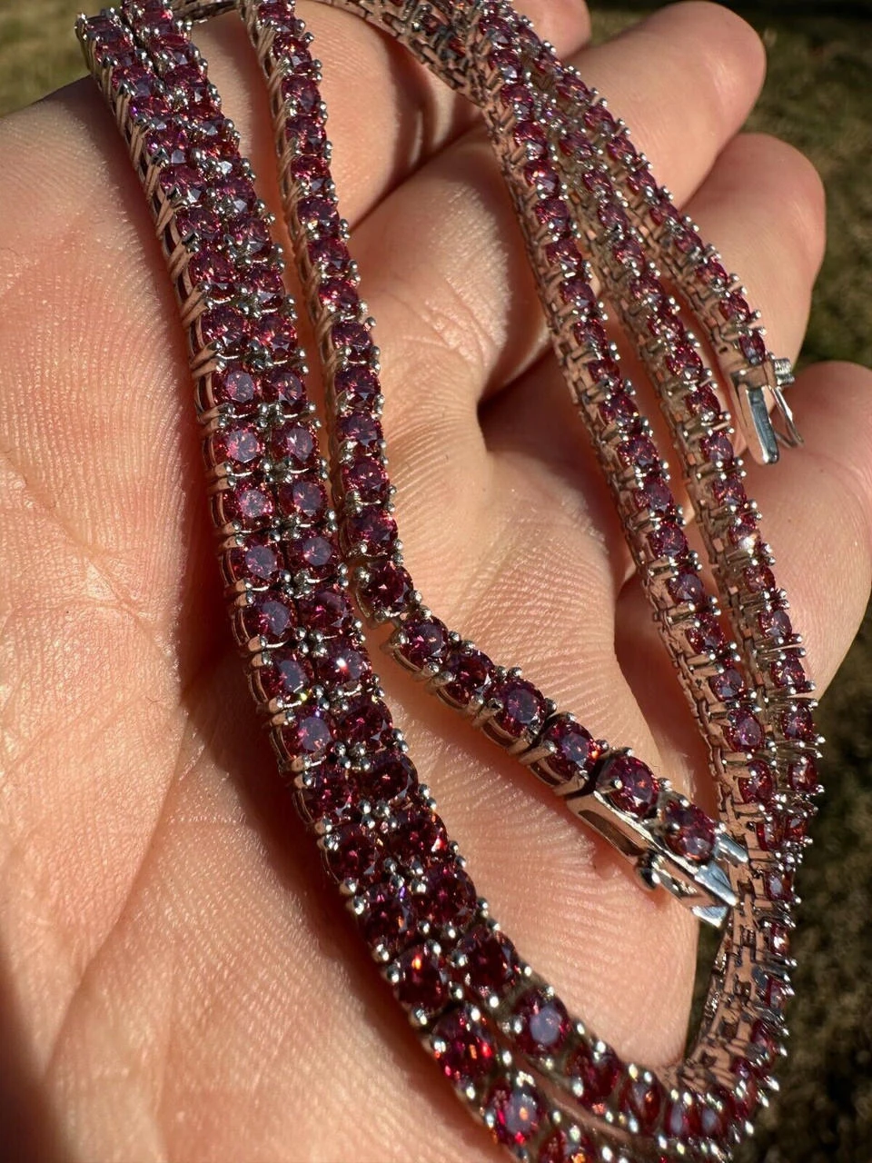 Real Pink MOISSANITE 3mm Tennis Chain 925 Silver Iced Necklace Pass Diamond Test 17 Real Pink MOISSANITE 3mm Tennis Chain 925 Silver Iced Necklace Pass Diamond Test - Image 15