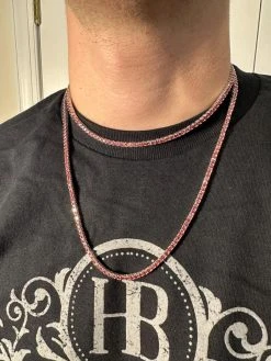 Real Pink MOISSANITE 3mm Tennis Chain 925 Silver Iced Necklace Pass Diamond Test 26 Real Pink MOISSANITE 3mm Tennis Chain 925 Silver Iced Necklace Pass Diamond Test -Harlem Bling Shop italiano silver inc real pink moissanite 3mm tennis chain 925 silver iced necklace pass diamond test 22036.1676053242