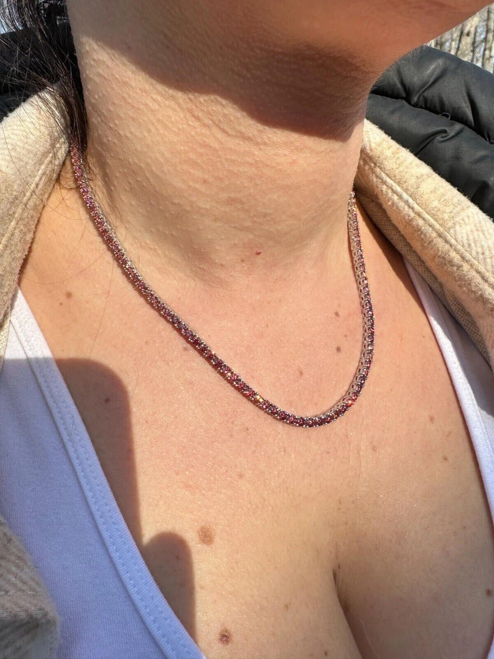 Real Pink MOISSANITE 3mm Tennis Chain 925 Silver Iced Necklace Pass Diamond Test 6 Real Pink MOISSANITE 3mm Tennis Chain 925 Silver Iced Necklace Pass Diamond Test - Image 4