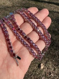 Real Pink MOISSANITE 5mm Tennis Chain 925 Silver Iced Necklace Pass Diamond Test 27 Real Pink MOISSANITE 5mm Tennis Chain 925 Silver Iced Necklace Pass Diamond Test -Harlem Bling Shop italiano silver inc real pink moissanite 5mm tennis chain 925 silver iced necklace pass diamond test 25049.1675966434