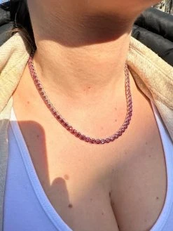 Real Pink MOISSANITE 5mm Tennis Chain 925 Silver Iced Necklace Pass Diamond Test 30 Real Pink MOISSANITE 5mm Tennis Chain 925 Silver Iced Necklace Pass Diamond Test -Harlem Bling Shop italiano silver inc real pink moissanite 5mm tennis chain 925 silver iced necklace pass diamond test 29152.1675966475