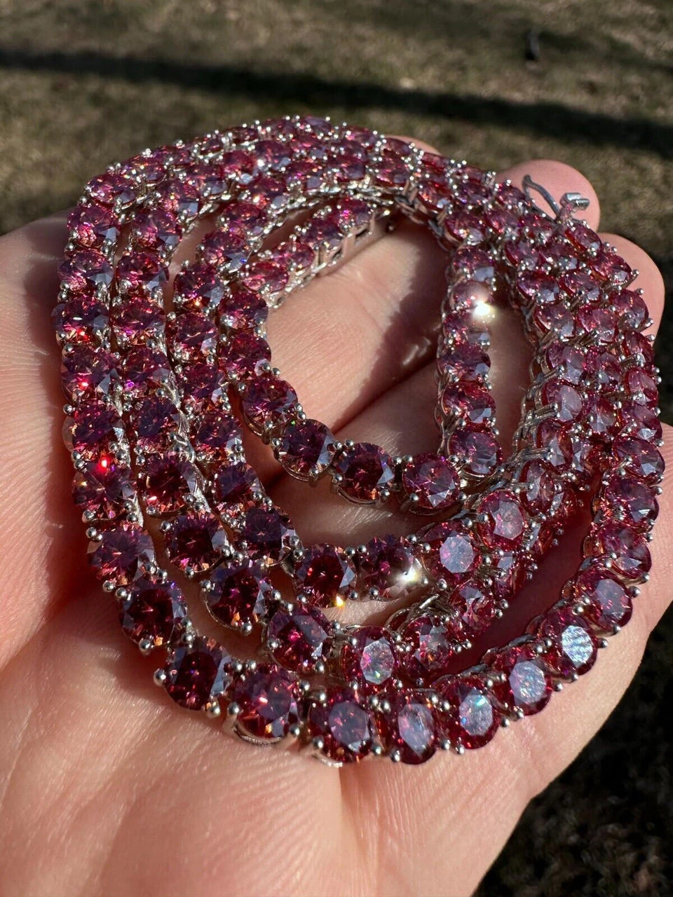 Real Pink MOISSANITE 5mm Tennis Chain 925 Silver Iced Necklace Pass Diamond Test 15 Real Pink MOISSANITE 5mm Tennis Chain 925 Silver Iced Necklace Pass Diamond Test - Image 13