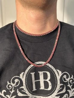 Real Pink MOISSANITE 5mm Tennis Chain 925 Silver Iced Necklace Pass Diamond Test 41 Real Pink MOISSANITE 5mm Tennis Chain 925 Silver Iced Necklace Pass Diamond Test -Harlem Bling Shop italiano silver inc real pink moissanite 5mm tennis chain 925 silver iced necklace pass diamond test 56682.1675966506