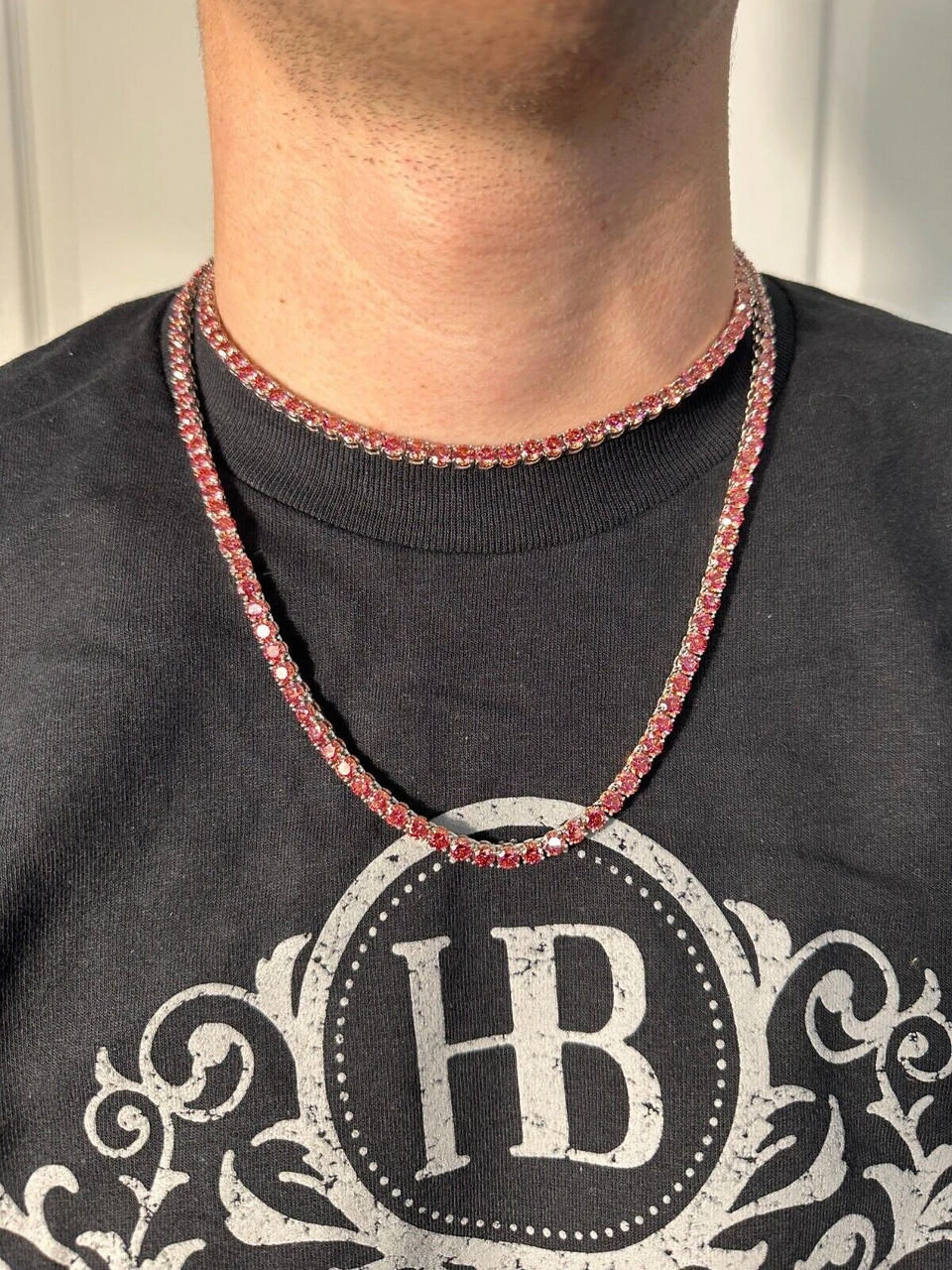 Real Pink MOISSANITE 5mm Tennis Chain 925 Silver Iced Necklace Pass Diamond Test 22 Real Pink MOISSANITE 5mm Tennis Chain 925 Silver Iced Necklace Pass Diamond Test - Image 20