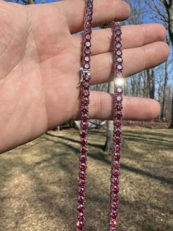 Real Pink MOISSANITE 5mm Tennis Chain 925 Silver Iced Necklace Pass Diamond Test 31 Real Pink MOISSANITE 5mm Tennis Chain 925 Silver Iced Necklace Pass Diamond Test -Harlem Bling Shop italiano silver inc real pink moissanite 5mm tennis chain 925 silver iced necklace pass diamond test 56903.1675966525