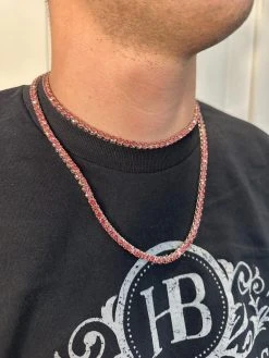 Real Pink MOISSANITE 5mm Tennis Chain 925 Silver Iced Necklace Pass Diamond Test 26 Real Pink MOISSANITE 5mm Tennis Chain 925 Silver Iced Necklace Pass Diamond Test -Harlem Bling Shop italiano silver inc real pink moissanite 5mm tennis chain 925 silver iced necklace pass diamond test 57611.1675966430