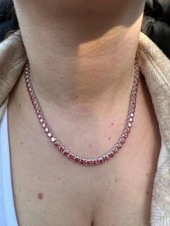 Real Pink MOISSANITE 5mm Tennis Chain 925 Silver Iced Necklace Pass Diamond Test 25 Real Pink MOISSANITE 5mm Tennis Chain 925 Silver Iced Necklace Pass Diamond Test -Harlem Bling Shop italiano silver inc real pink moissanite 5mm tennis chain 925 silver iced necklace pass diamond test 95642.1675966488