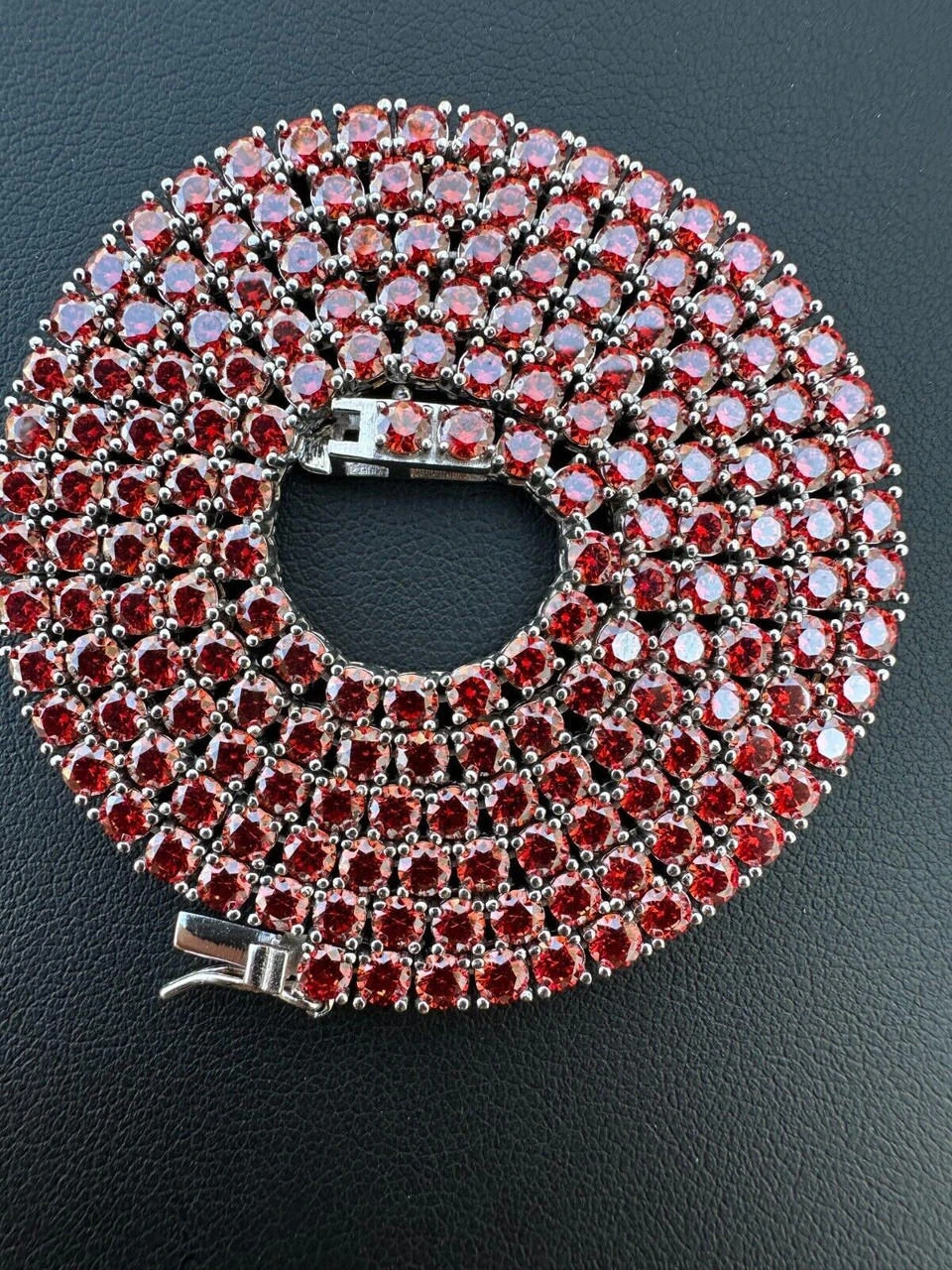 Real Ruby Red MOISSANITE 3mm Tennis Chain 925 Silver Iced Necklace Pass Test 10 Real Ruby Red MOISSANITE 3mm Tennis Chain 925 Silver Iced Necklace Pass Test - Image 8