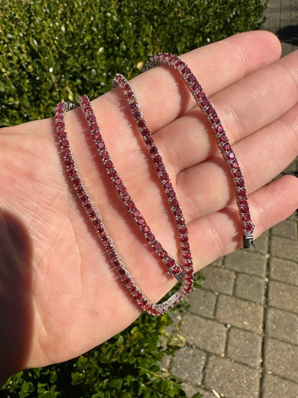 Real Ruby Red MOISSANITE 3mm Tennis Chain 925 Silver Iced Necklace Pass Test 13 Real Ruby Red MOISSANITE 3mm Tennis Chain 925 Silver Iced Necklace Pass Test - Image 11