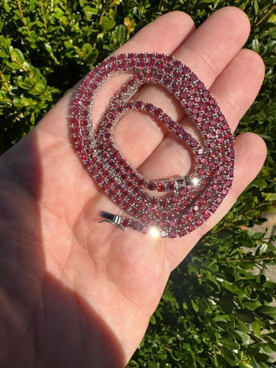 Real Ruby Red MOISSANITE 3mm Tennis Chain 925 Silver Iced Necklace Pass Test 16 Real Ruby Red MOISSANITE 3mm Tennis Chain 925 Silver Iced Necklace Pass Test - Image 14