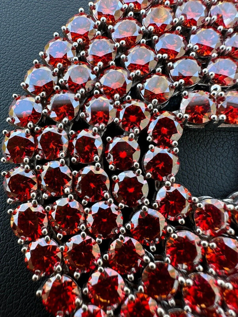 Real Ruby Red MOISSANITE 5mm Tennis Chain 925 Silver Iced Necklace Pass Tester 7 Real Ruby Red MOISSANITE 5mm Tennis Chain 925 Silver Iced Necklace Pass Tester - Image 5