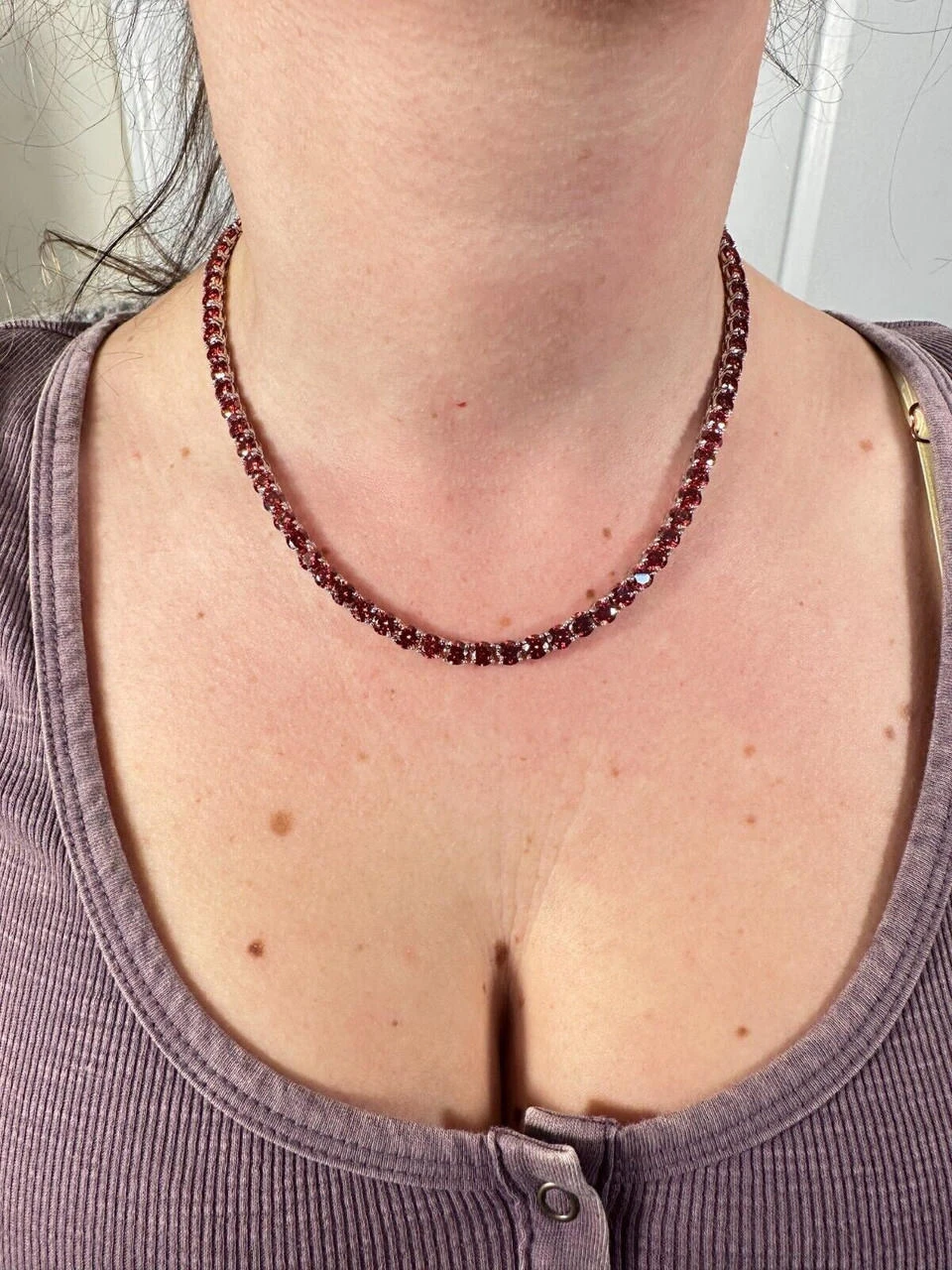 Real Ruby Red MOISSANITE 5mm Tennis Chain 925 Silver Iced Necklace Pass Tester 11 Real Ruby Red MOISSANITE 5mm Tennis Chain 925 Silver Iced Necklace Pass Tester - Image 9