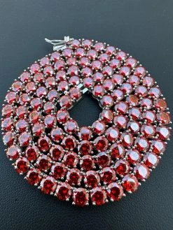 Real Ruby Red MOISSANITE 5mm Tennis Chain 925 Silver Iced Necklace Pass Tester 32 Real Ruby Red MOISSANITE 5mm Tennis Chain 925 Silver Iced Necklace Pass Tester -Harlem Bling Shop italiano silver inc real ruby red moissanite 5mm tennis chain 925 silver iced necklace pass tester 19581.1678388232