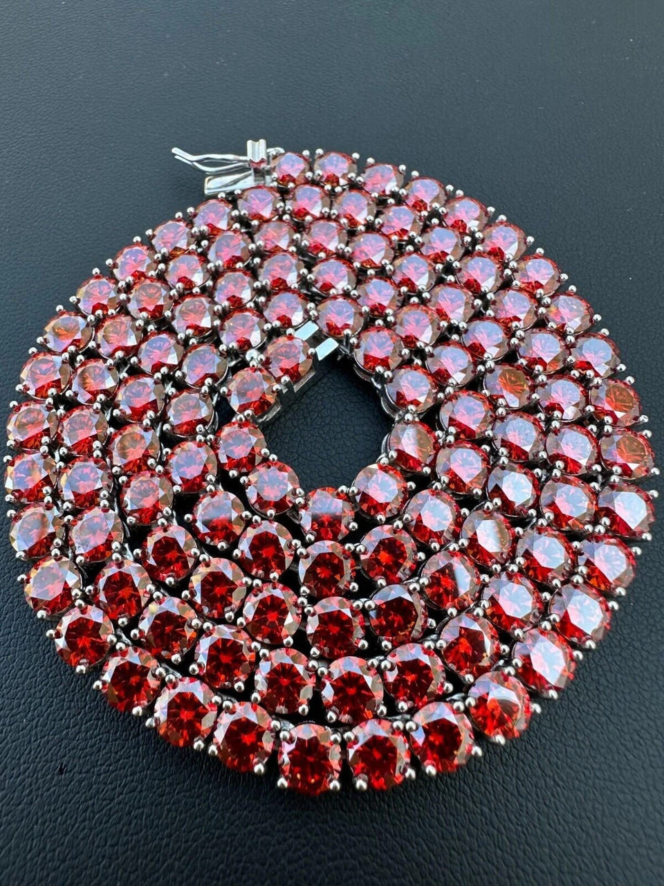 Real Ruby Red MOISSANITE 5mm Tennis Chain 925 Silver Iced Necklace Pass Tester 13 Real Ruby Red MOISSANITE 5mm Tennis Chain 925 Silver Iced Necklace Pass Tester - Image 11
