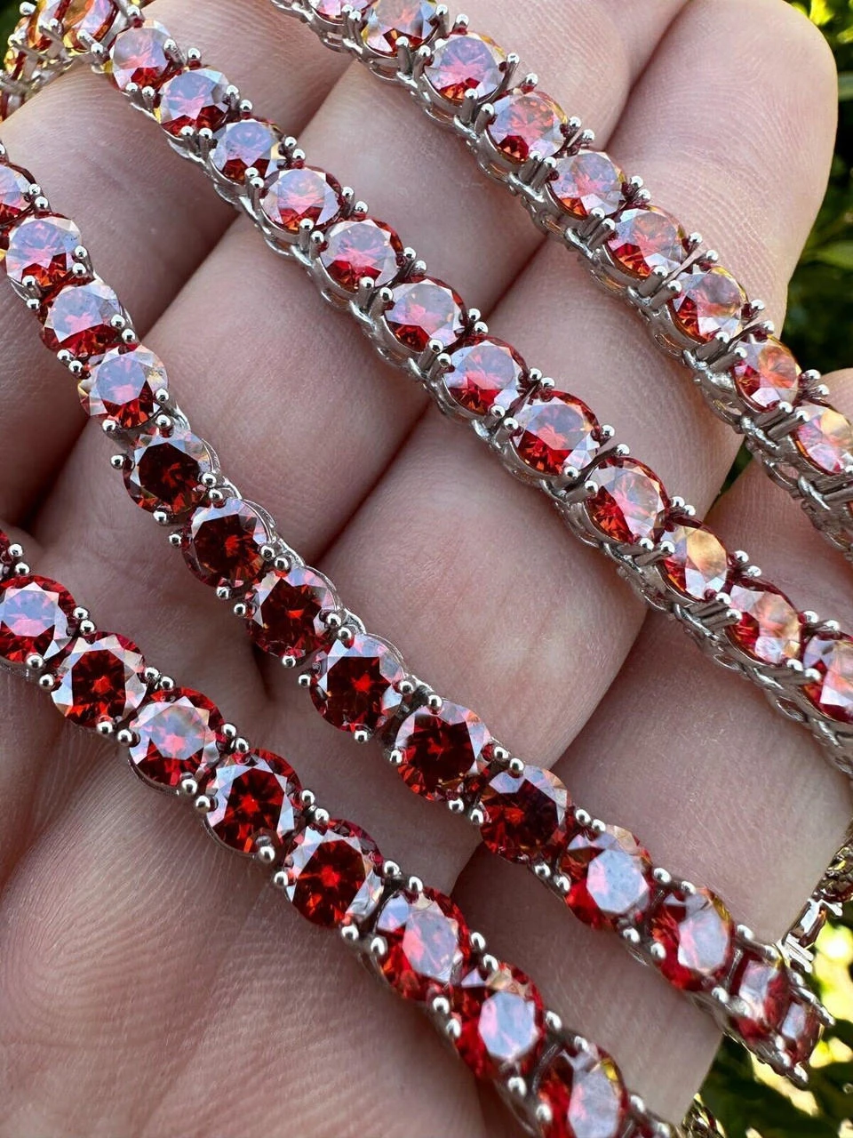 Real Ruby Red MOISSANITE 5mm Tennis Chain 925 Silver Iced Necklace Pass Tester 17 Real Ruby Red MOISSANITE 5mm Tennis Chain 925 Silver Iced Necklace Pass Tester - Image 15