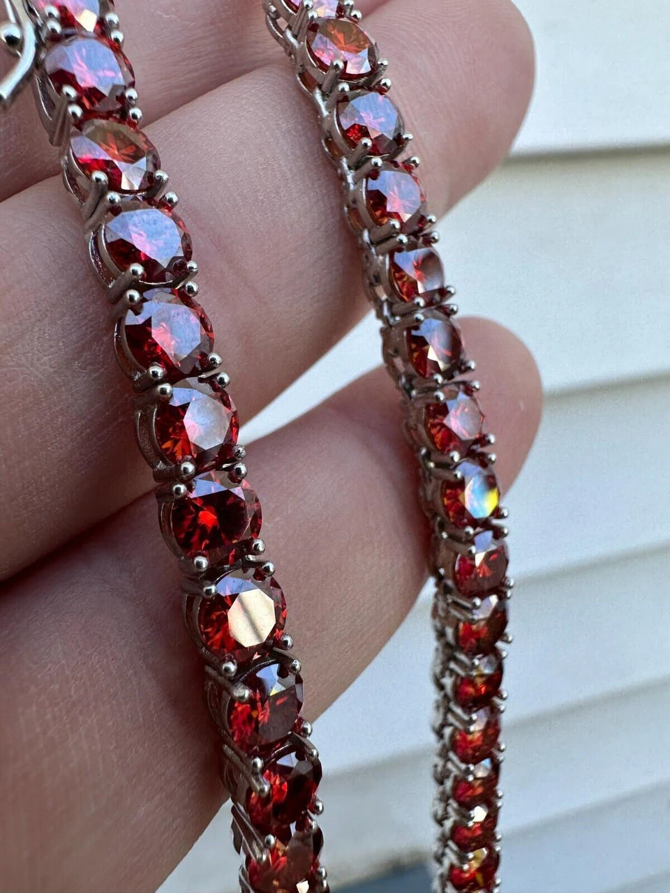 Real Ruby Red MOISSANITE 5mm Tennis Chain 925 Silver Iced Necklace Pass Tester 20 Real Ruby Red MOISSANITE 5mm Tennis Chain 925 Silver Iced Necklace Pass Tester - Image 18