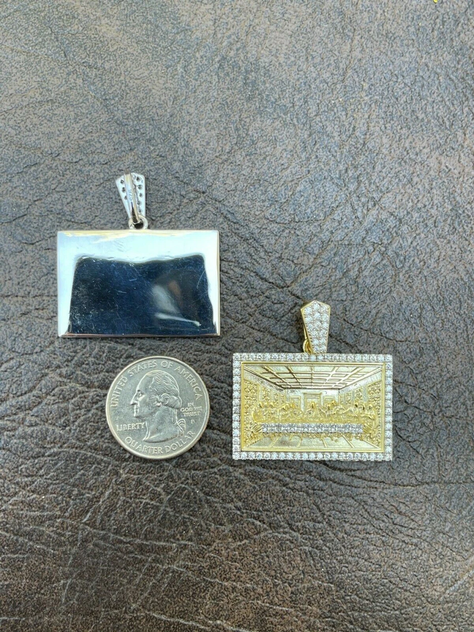 Real Solid 925 Silver & Gold Iced Men's Jesus Last Supper Pendant Italy Necklace 13 Real Solid 925 Silver & Gold Iced Men's Jesus Last Supper Pendant Italy Necklace - Image 11