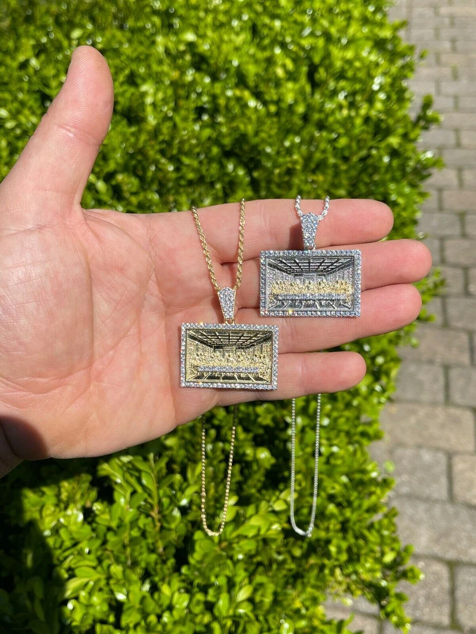 Real Solid 925 Silver & Gold Iced Men's Jesus Last Supper Pendant Italy Necklace 7 Real Solid 925 Silver & Gold Iced Men's Jesus Last Supper Pendant Italy Necklace - Image 5