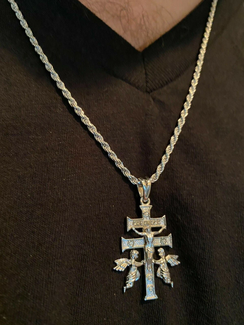 Real Solid 925 Silver Gold Cruz De Caravaca Cross Pendant 1.5" Plata Necklace 9 Real Solid 925 Silver Gold Cruz De Caravaca Cross Pendant 1.5" Plata Necklace - Image 7