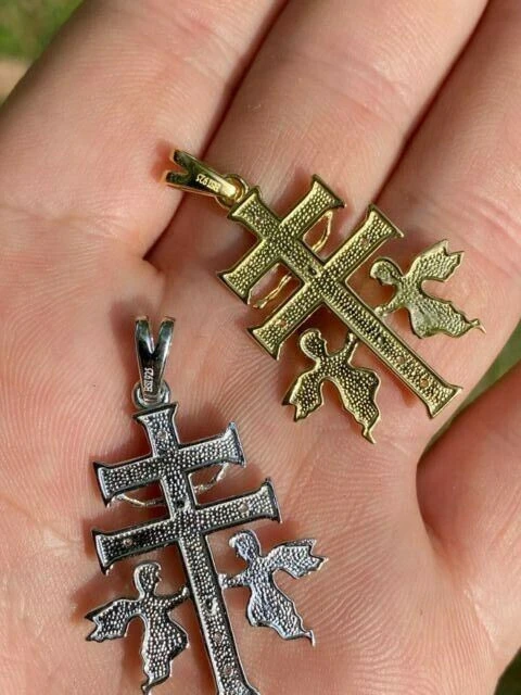 Real Solid 925 Silver Gold Cruz De Caravaca Cross Pendant 1.5" Plata Necklace 5 Real Solid 925 Silver Gold Cruz De Caravaca Cross Pendant 1.5" Plata Necklace - Image 3