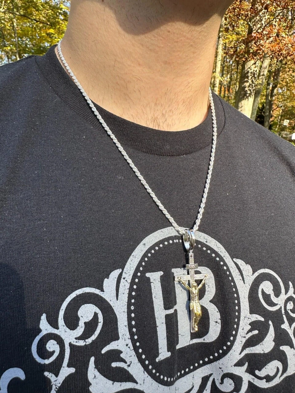 Real Solid 925 Silver / Gold Mens Cross Jesus Piece Crucifix Pendant Necklace 14 Real Solid 925 Silver / Gold Mens Cross Jesus Piece Crucifix Pendant Necklace - Image 12