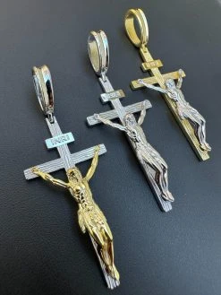 Real Solid 925 Silver / Gold Mens Cross Jesus Piece Crucifix Pendant Necklace 24 Real Solid 925 Silver / Gold Mens Cross Jesus Piece Crucifix Pendant Necklace -Harlem Bling Shop italiano silver inc real solid 925 silver gold mens cross jesus piece crucifix pendant necklace 73224.1698463903