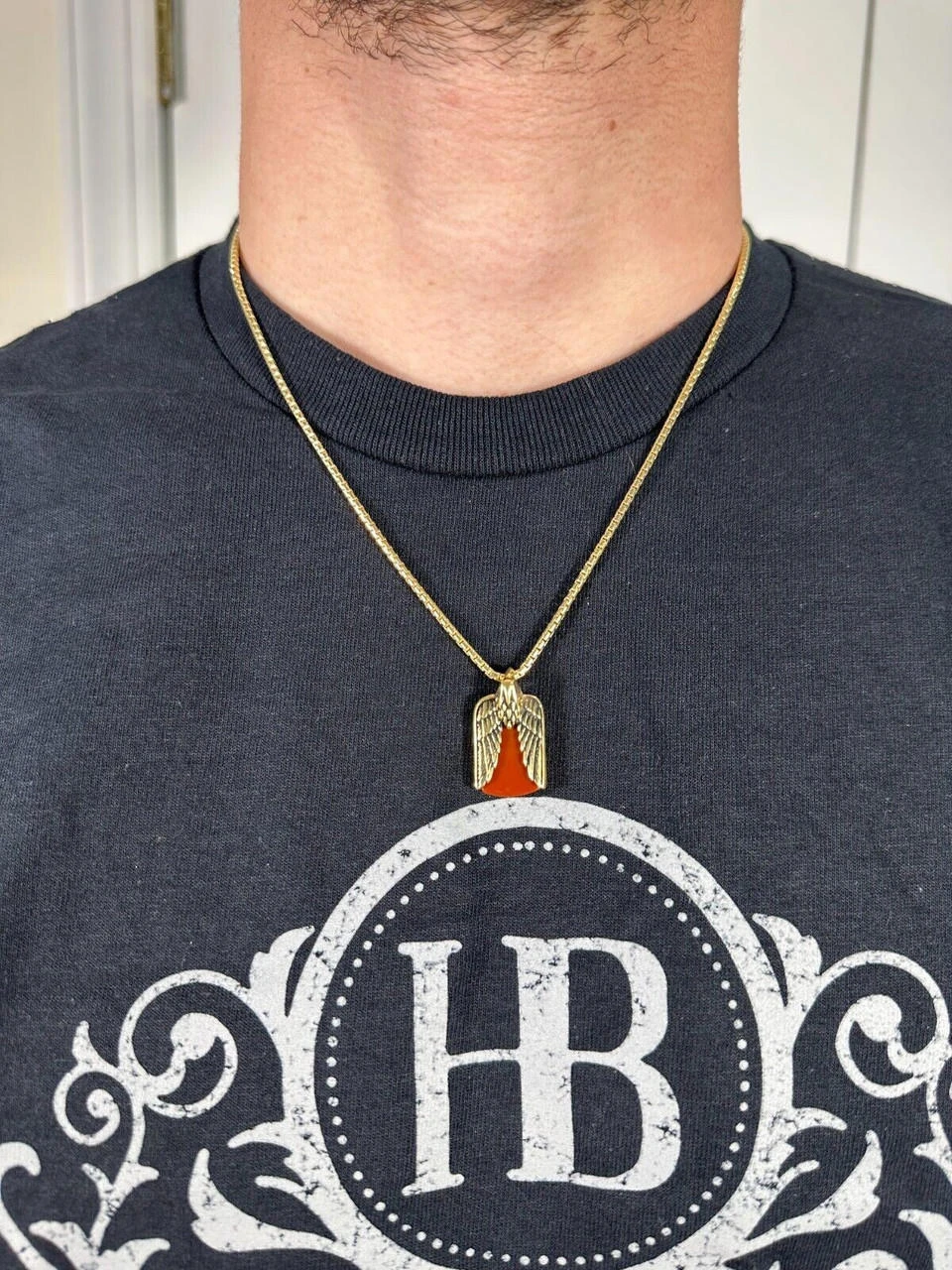 Real Solid 925 Silver Mens Eagle Dog Tag Pendant Red Agate Gemstone Necklace 4 Real Solid 925 Silver Mens Eagle Dog Tag Pendant Red Agate Gemstone Necklace - Image 2