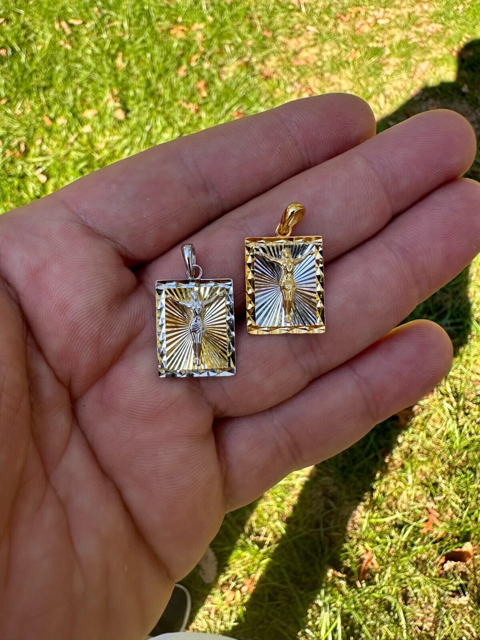 Real Solid 925 Silver / Plain Gold Plated Cross Jesus Medallion Pendant Necklace 17 Real Solid 925 Silver / Plain Gold Plated Cross Jesus Medallion Pendant Necklace - Image 15