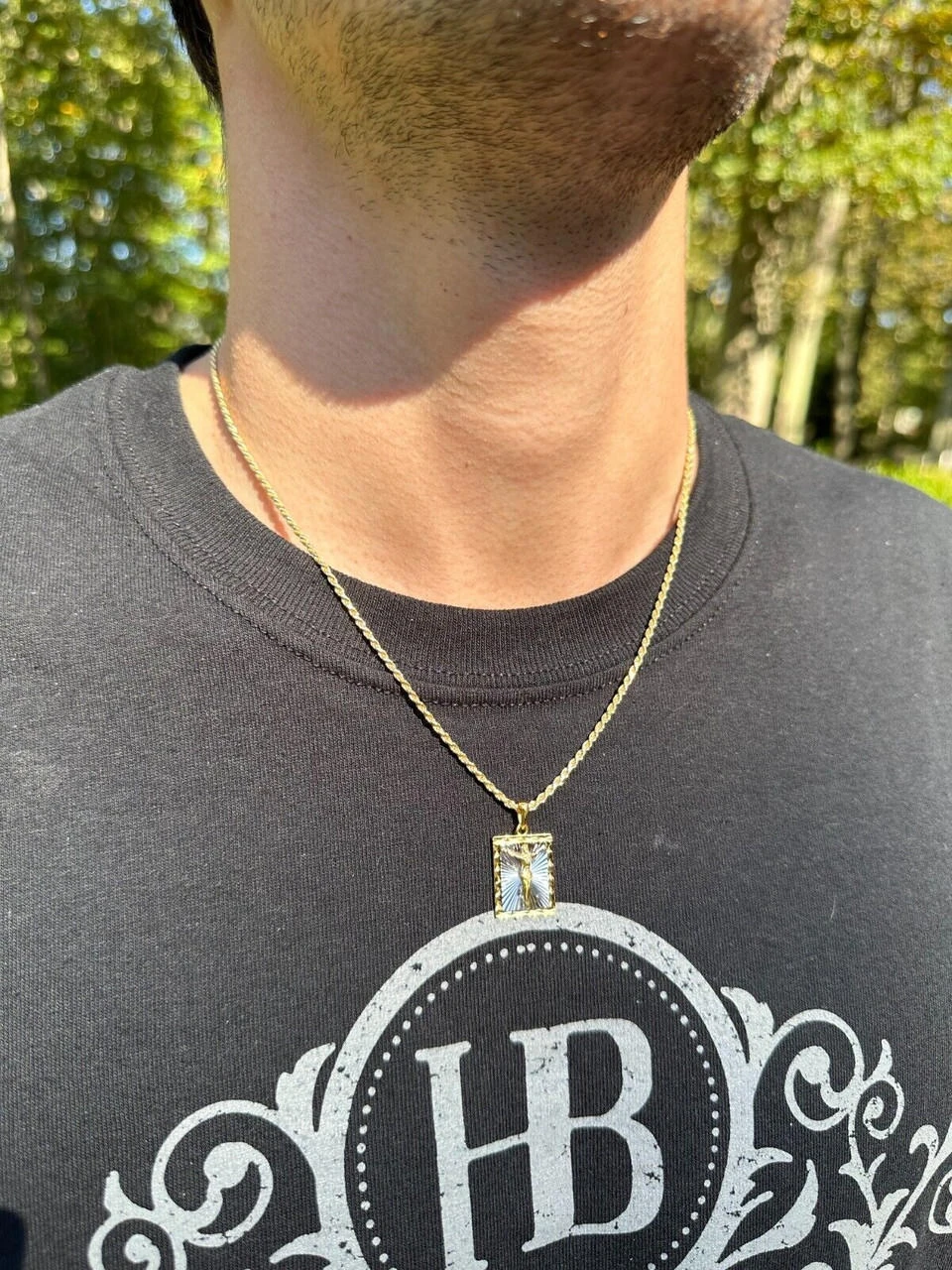 Real Solid 925 Silver / Plain Gold Plated Cross Jesus Medallion Pendant Necklace 8 Real Solid 925 Silver / Plain Gold Plated Cross Jesus Medallion Pendant Necklace - Image 6