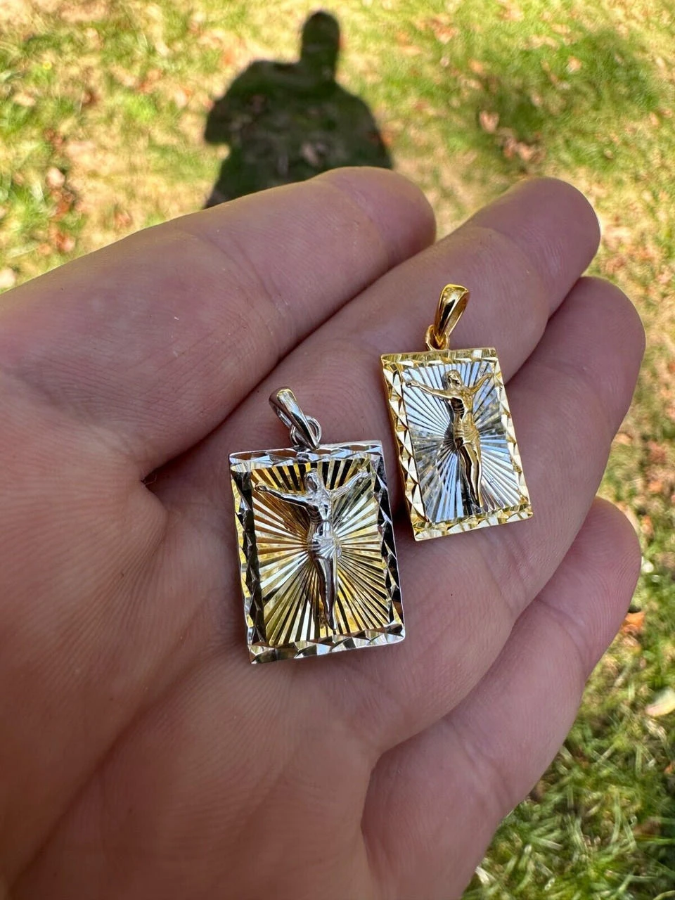 Real Solid 925 Silver / Plain Gold Plated Cross Jesus Medallion Pendant Necklace 19 Real Solid 925 Silver / Plain Gold Plated Cross Jesus Medallion Pendant Necklace - Image 17