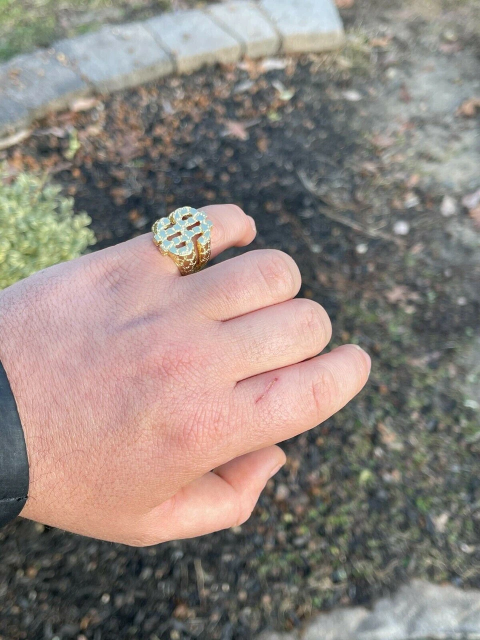 Real Solid 925 Sterling Silver & 14k Gold Mens Hip Hop Nugget Dollar Sign $ Ring 13 Real Solid 925 Sterling Silver & 14k Gold Mens Hip Hop Nugget Dollar Sign $ Ring - Image 11