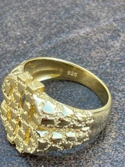 Real Solid 925 Sterling Silver & 14k Gold Mens Hip Hop Nugget Dollar Sign $ Ring 17 Real Solid 925 Sterling Silver & 14k Gold Mens Hip Hop Nugget Dollar Sign $ Ring -Harlem Bling Shop italiano silver inc real solid 925 sterling silver and 14k gold mens hip hop nugget dollar sign dollar ring 64824.1664397221