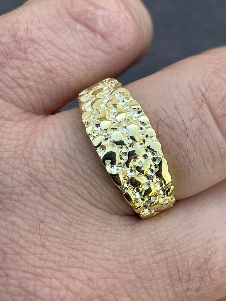 REAL Solid 925 Sterling Silver & 14k Gold Nugget Band Plain Pinky Or Ring Finger 7 REAL Solid 925 Sterling Silver & 14k Gold Nugget Band Plain Pinky Or Ring Finger - Image 5