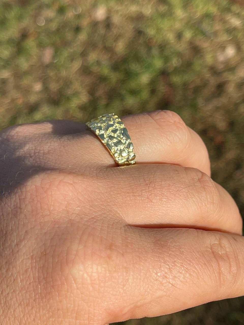 REAL Solid 925 Sterling Silver & 14k Gold Nugget Band Plain Pinky Or Ring Finger 9 REAL Solid 925 Sterling Silver & 14k Gold Nugget Band Plain Pinky Or Ring Finger - Image 7