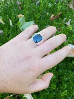 Real Solid 925 Sterling Silver Black Onyx Natural Stone Mens Signet Plain Ring -Harlem Bling Shop italiano silver inc real solid 925 sterling silver black onyx natural stone mens signet plain ring 00869.1664374466