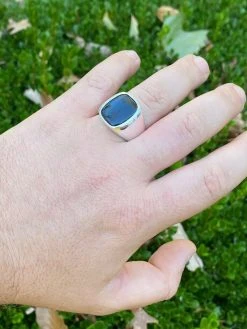 Real Solid 925 Sterling Silver Black Onyx Natural Stone Mens Signet Plain Ring -Harlem Bling Shop italiano silver inc real solid 925 sterling silver black onyx natural stone mens signet plain ring 59013.1664380681