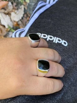 Real Solid 925 Sterling Silver Black Onyx Natural Stone Mens Signet Plain Ring -Harlem Bling Shop italiano silver inc real solid 925 sterling silver black onyx natural stone mens signet plain ring 90258.1664376619