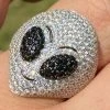Real Solid 925 Sterling Silver Hip Hop Alien Head Emoji Men's Iced Diamond Ring -Harlem Bling Shop italiano silver inc real solid 925 sterling silver hip hop alien head emoji mens iced diamond ring 08052.1664390320