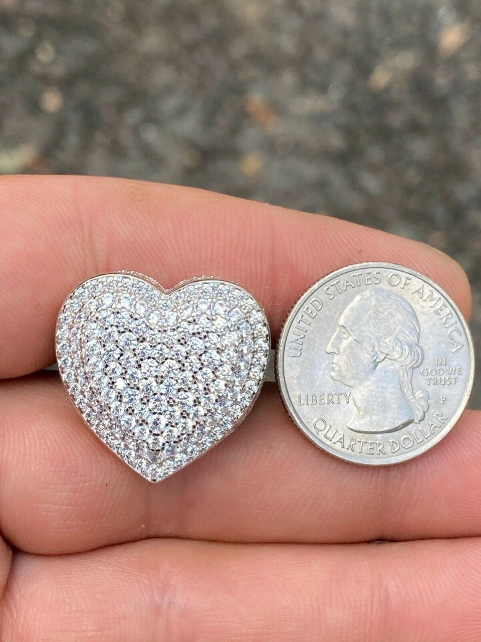 Real Solid 925 Sterling Silver Hip Hop Men Ladies Large Heart Iced Diamond Ring 13 Real Solid 925 Sterling Silver Hip Hop Men Ladies Large Heart Iced Diamond Ring - Image 11