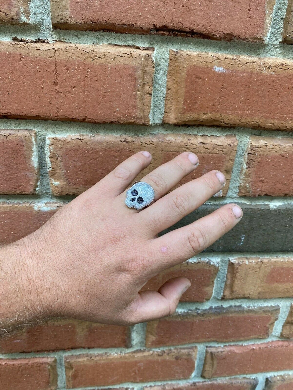 Real Solid 925 Sterling Silver Hip Hop Skull Santa Muerte Iced Diamond Ring 14 Real Solid 925 Sterling Silver Hip Hop Skull Santa Muerte Iced Diamond Ring - Image 12