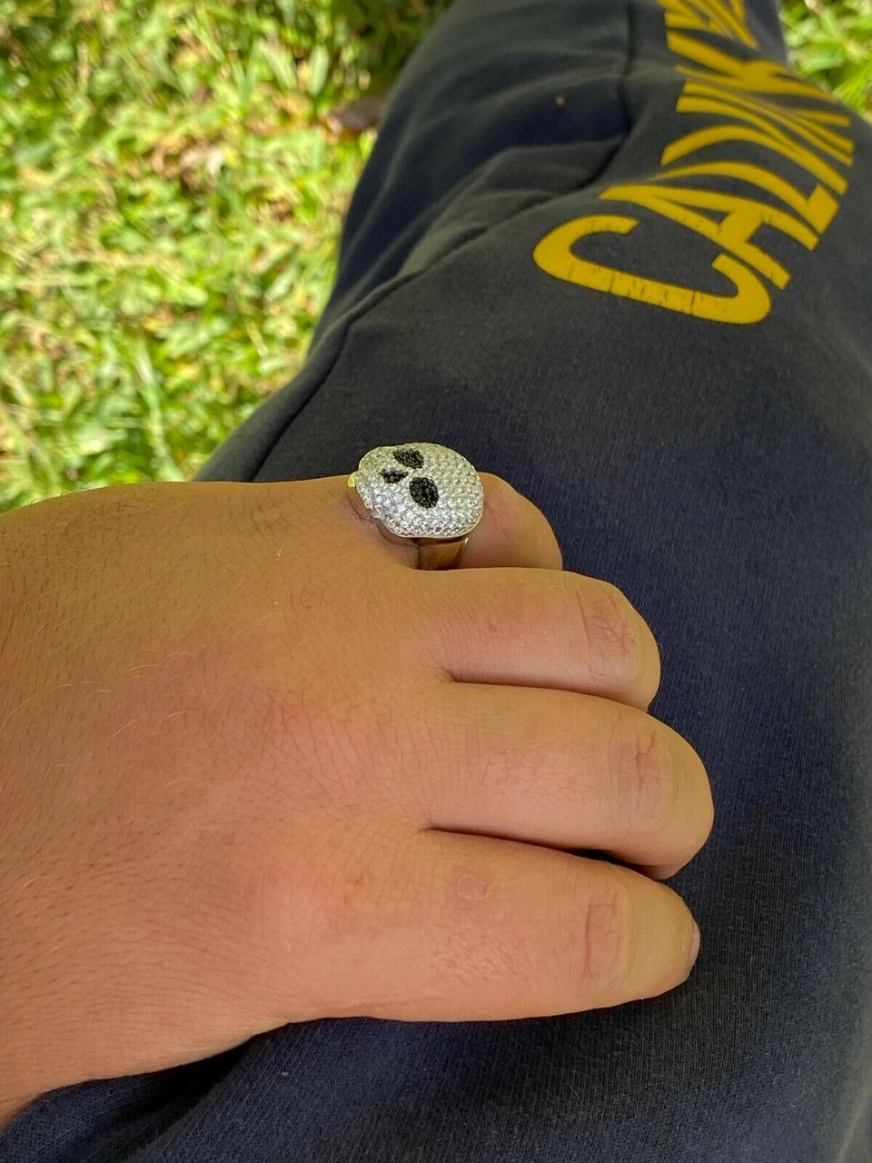 Real Solid 925 Sterling Silver Hip Hop Skull Santa Muerte Iced Diamond Ring 8 Real Solid 925 Sterling Silver Hip Hop Skull Santa Muerte Iced Diamond Ring - Image 6