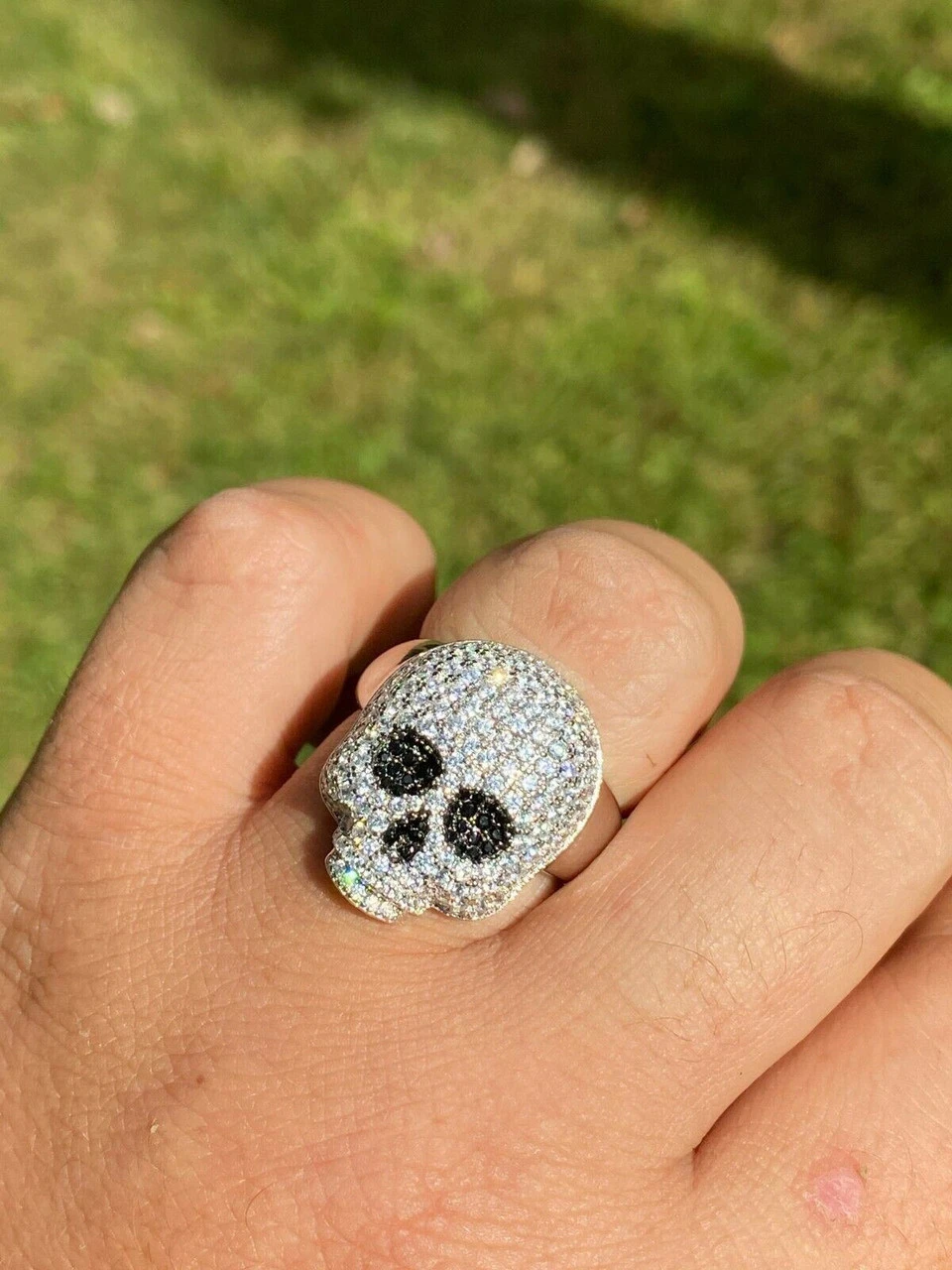 Real Solid 925 Sterling Silver Hip Hop Skull Santa Muerte Iced Diamond Ring 5 Real Solid 925 Sterling Silver Hip Hop Skull Santa Muerte Iced Diamond Ring - Image 3