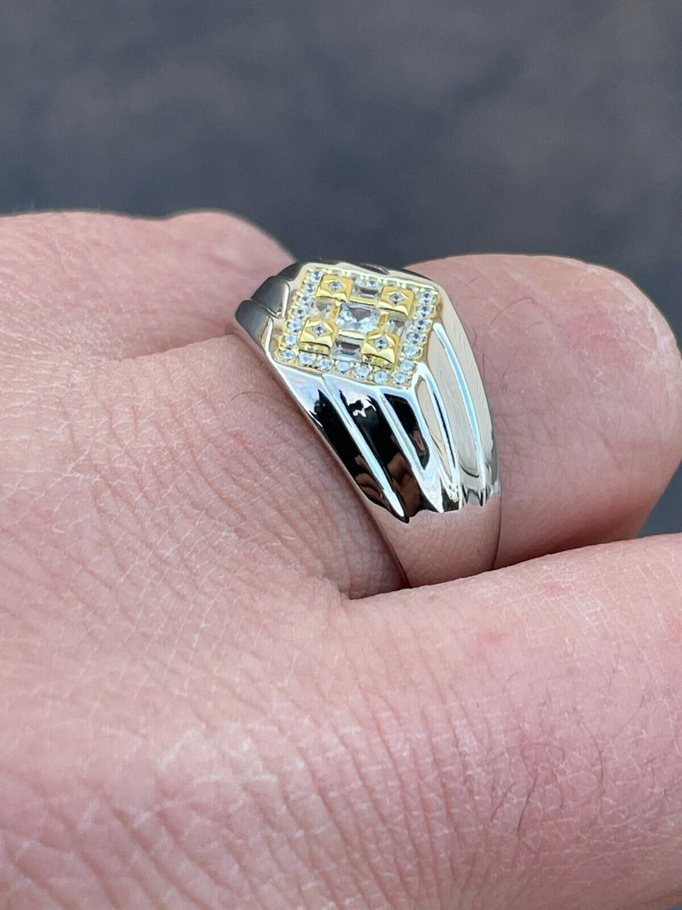 Real Solid 925 Sterling Silver Iced CZ Ring Mens Ladies Pinky Band Sizes 6-13 5 Real Solid 925 Sterling Silver Iced CZ Ring Mens Ladies Pinky Band Sizes 6-13 - Image 3