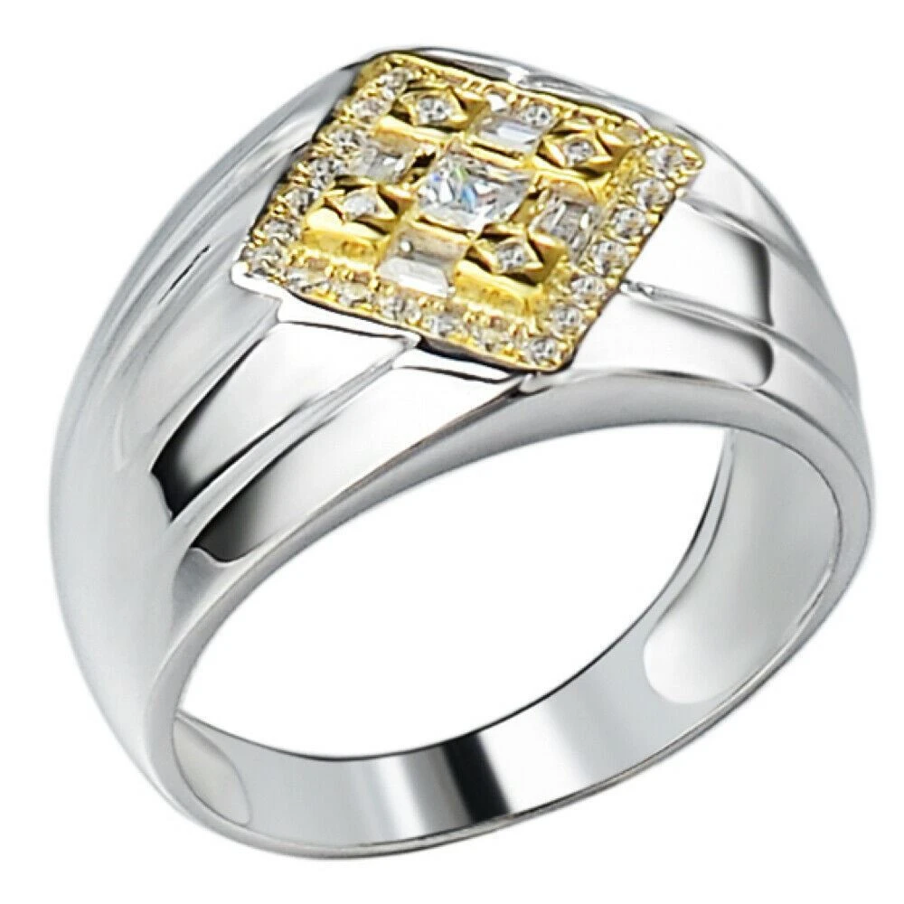 Real Solid 925 Sterling Silver Iced CZ Ring Mens Ladies Pinky Band Sizes 6-13 4 Real Solid 925 Sterling Silver Iced CZ Ring Mens Ladies Pinky Band Sizes 6-13 - Image 2