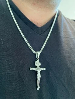Real Solid 925 Sterling Silver Mens Cross Jesus Piece Crucifix Pendant Necklace 17 Real Solid 925 Sterling Silver Mens Cross Jesus Piece Crucifix Pendant Necklace -Harlem Bling Shop italiano silver inc real solid 925 sterling silver mens cross jesus piece crucifix pendant necklace 40523.1664400131