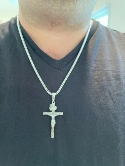 Real Solid 925 Sterling Silver Mens Cross Jesus Piece Crucifix Pendant Necklace 24 Real Solid 925 Sterling Silver Mens Cross Jesus Piece Crucifix Pendant Necklace -Harlem Bling Shop italiano silver inc real solid 925 sterling silver mens cross jesus piece crucifix pendant necklace 82938.1664372260