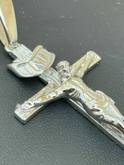 Real Solid 925 Sterling Silver Mens Cross Jesus Piece Crucifix Pendant Necklace 18 Real Solid 925 Sterling Silver Mens Cross Jesus Piece Crucifix Pendant Necklace -Harlem Bling Shop italiano silver inc real solid 925 sterling silver mens cross jesus piece crucifix pendant necklace 88323.1664383415